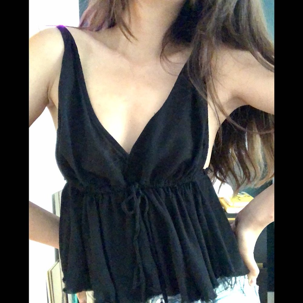 Brandy Melville Black Cropped Babydoll Tank